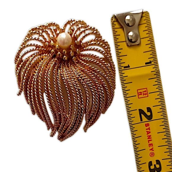 Vintage Waterfall Brooch Pin Spill Fireworks Cordelia Ropes Flower Gold Tone MCM - Picture 2 of 13